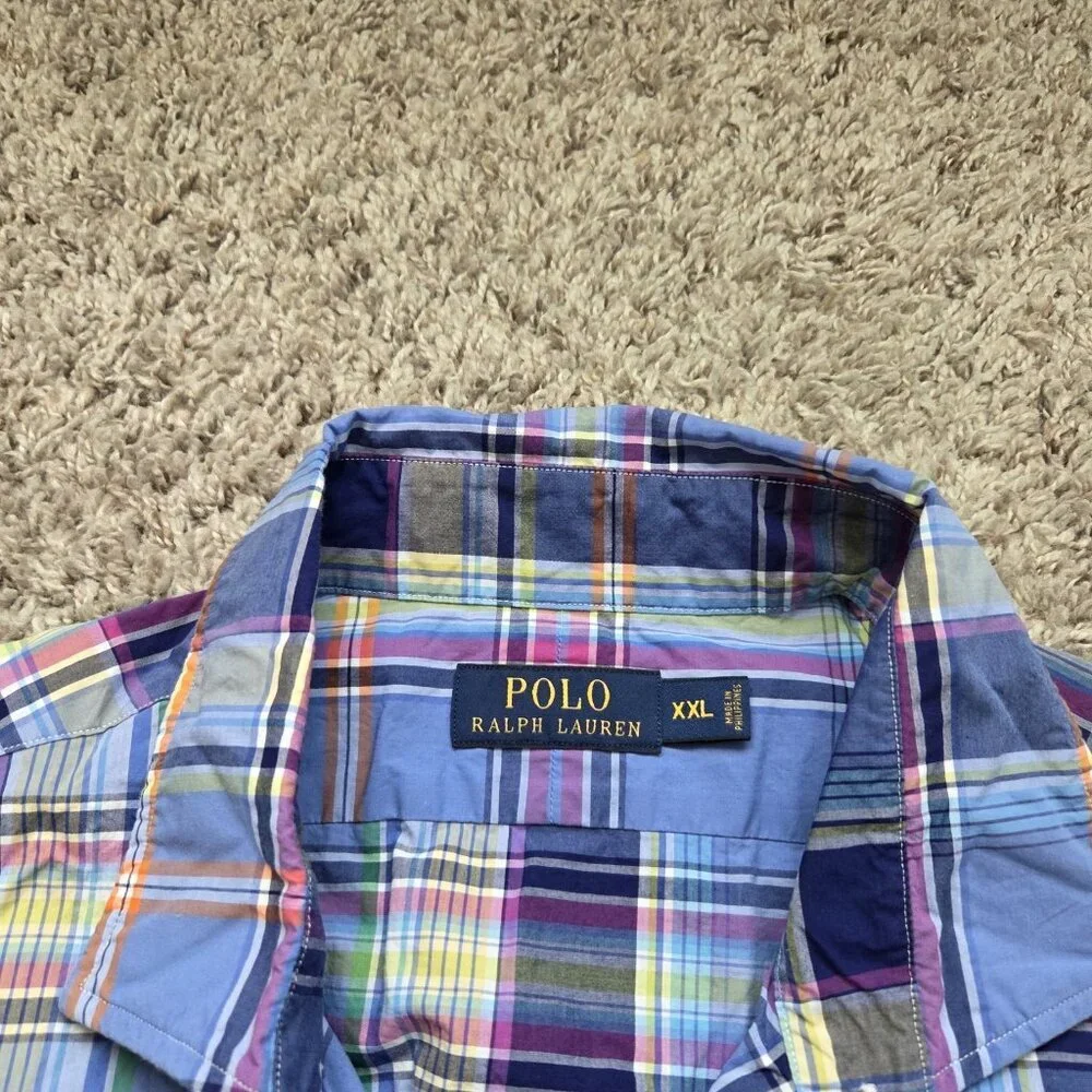 Polo Ralph Lauren Shirt Mens 2XL Colorful Button Down Plaid Blaire Long Sleeve
